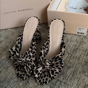 Loeffler Randall Penny Heel Leopard Bow Mules